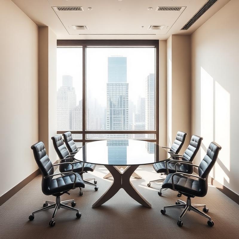 Law office conference room with city view